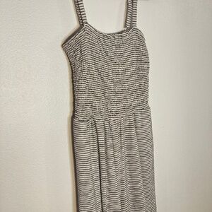 old navy dot stripe shirred bodice wide leg jumpsuit